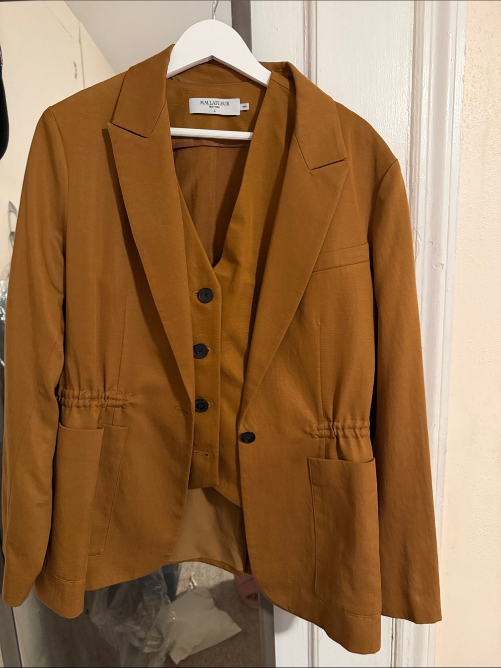 MM Lafleur Women's Rust Brown Single-Breasted Blazer with Vest